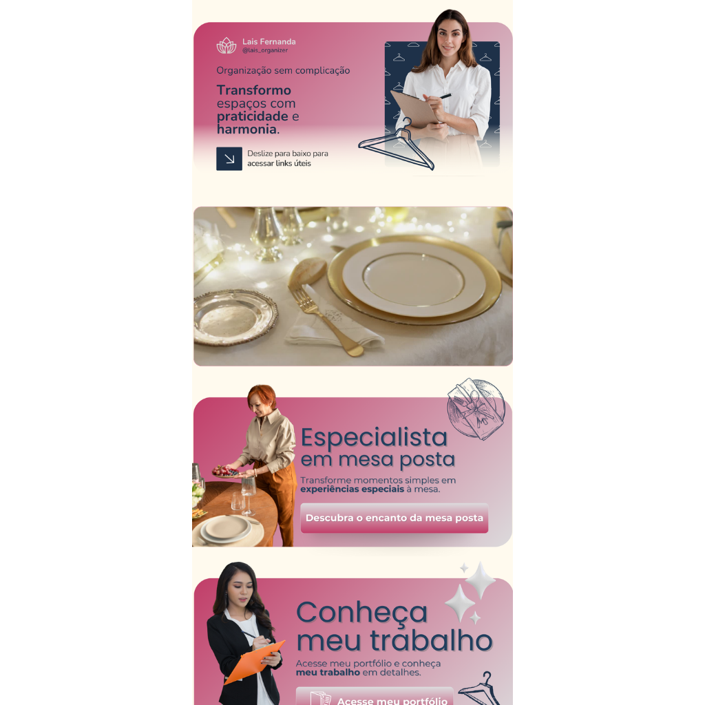 Gestão de redes sociais e tráfego pago 19 bio para instagram feita para o nicho de personal organizer